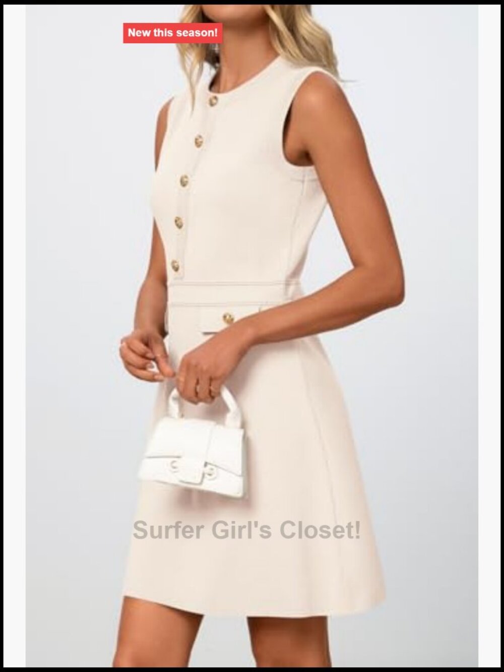 Sleeveless Knit Button Down Mini Dress Sheath - Picture 3 of 7
